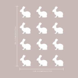 Set of 12 Vinyl Wall Art Decals - Bunnies - 4 x 4 - Fun Rabbits Home Bedroom Living Room Apartment Nursery Playroom - Cute Little Kids Toddler Teens Indoor Outdoor Decor (4 x 4, White)