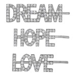 Lux Accessories Silvertone DREAM HOPE LOVE Crystal Rhinestones Fashion Clips