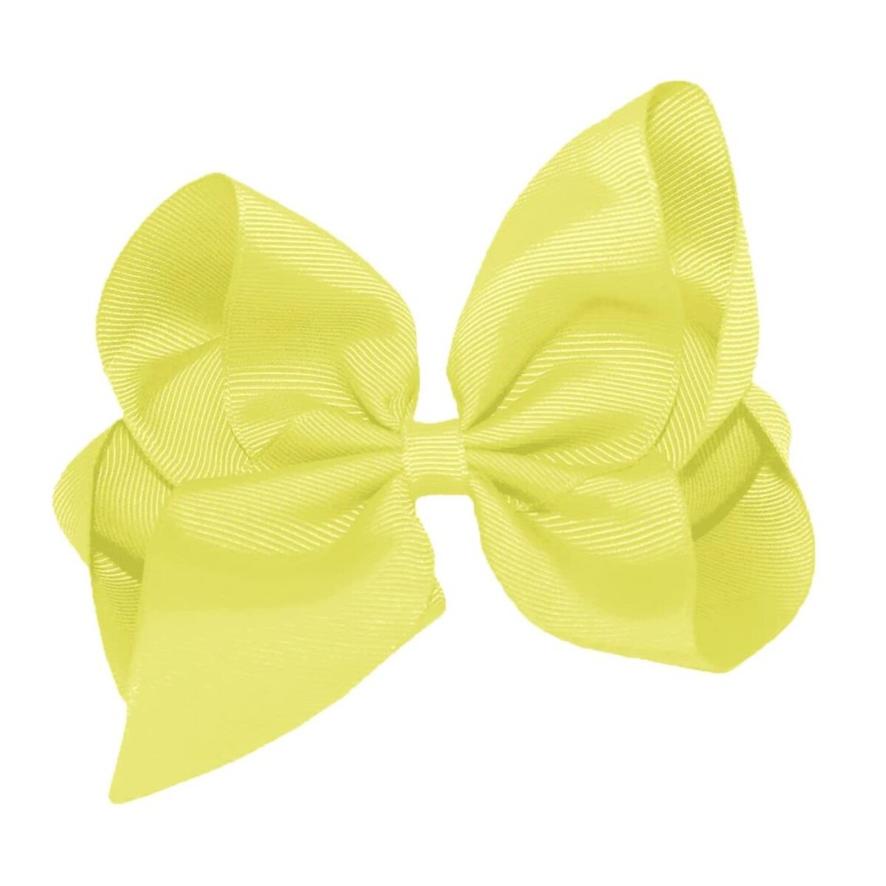 WD2U Girls 6 Classic Style Boutique Grosgrain Hair Bow French Clip Barrette (Lemon Yellow)