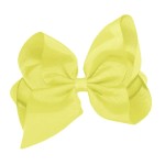 WD2U Girls 6 Classic Style Boutique Grosgrain Hair Bow French Clip Barrette (Lemon Yellow)