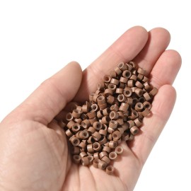 1000 Pcs 5.0 mm Silicone Lined Micro Links Rings Hair Extensions Beads Silicone Lined Beads for Human Hair Extensions and Feather Extensions (Light Brown)
