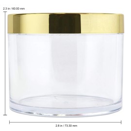 Beauticom 4 oz. (120g/120ML, Quantity: 6 Pieces) Thick Wall Round Leak Proof Clear Acrylic Jars w/Lids for Beauty, GOLD, 6 Pieces (6 Jars + Lids Together),