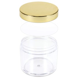 Beauticom 4 oz. (120g/120ML, Quantity: 6 Pieces) Thick Wall Round Leak Proof Clear Acrylic Jars w/Lids for Beauty, GOLD, 6 Pieces (6 Jars + Lids Together),