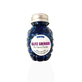 Neva Nude Face and Body Glitter Keychain - Chunky Glitter in Aloe for Festivals, Raves, and More | Cosmetic Grade | Super Sparkly (Poseidon Deep Blue Holographic Glitz Grenade)