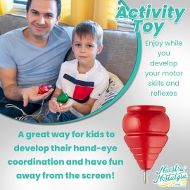 Authentic Spinning Tops Classic Wooden Trompos [Set of 3]