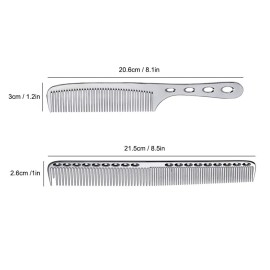 2 pcs Stainless Steel Hair Combs Anti Static Styling Comb Hairdressing Barbers Combs (Silver)