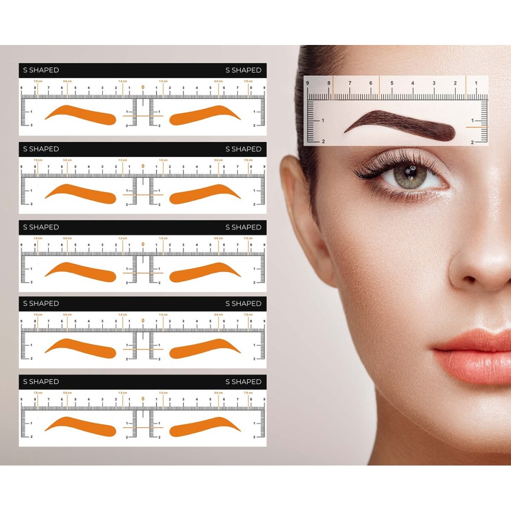 50 PCS The Perfect Brow Stencil Eyebrow Stencils Eyebrows Shape Reusable Makeup Stencils & templates (S Shaped Arch)