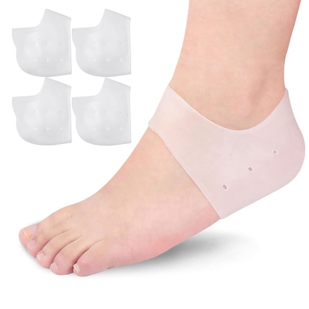 BrilliStar Moisturizing Gel Heel Socks, Silicone, 2 Pairs, One Size, Dry Skin, Plantar Fasciitis & Heel Spurs Relief