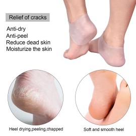 BrilliStar Moisturizing Gel Heel Socks, Silicone, 2 Pairs, One Size, Dry Skin, Plantar Fasciitis & Heel Spurs Relief