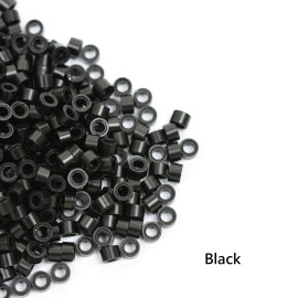 500 Pcs 5.0 mm Silicone Lined Micro Links Rings Hair Extensions Beads Silicone Lined Beads for Human Hair Extensions and Feather Extensions (Black)