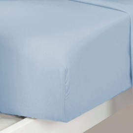 PLAIN PRINTED LINEN 3-Piece Toddler Sheet Set, 100% Cotton Fitted Sheet, Flat Sheet and Envelope Pillowcase, Toddler Bed Set,Crib Sheets Set,Mini Crib Sheets (Light Blue Solid)