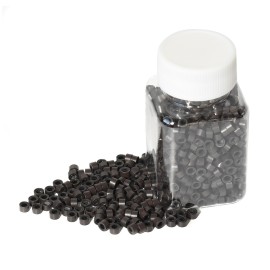 1000 Pcs 5.0 mm Silicone Lined Micro Links Rings Hair Extensions Beads Silicone Lined Beads for Human Hair Extensions and Feather Extensions (Dark Brown)