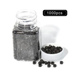 1000 Pcs 5.0 mm Silicone Lined Micro Links Rings Hair Extensions Beads Silicone Lined Beads for Human Hair Extensions and Feather Extensions (Dark Brown)