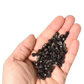 1000 Pcs 5.0 mm Silicone Lined Micro Links Rings Hair Extensions Beads Silicone Lined Beads for Human Hair Extensions and Feather Extensions (Dark Brown)