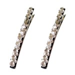 Vpang 2 Pcs Shiny Rhinestone Diamond Hair Barrette Clip Duckbill Alligator Clip Hair Accessories for Women Girls (White)