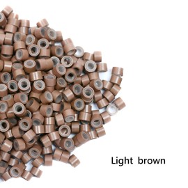 500 Pcs 5.0 mm Silicone Lined Micro Links Rings Hair Extensions Beads Silicone Lined Beads for Human Hair Extensions and Feather Extensions (Light Brown) 500 Pcs 5.0 mm Silicone Lined Micro Links Rings Hair Extensions Beads Silicone Lined Beads for Human Hair Extensions and Feather Extensions (Light Brown)