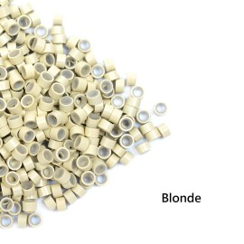 500 Pcs 5.0 mm Silicone Lined Micro Links Rings Hair Extensions Beads Silicone Lined Beads for Human Hair Extensions and Feather Extensions (Blonde)