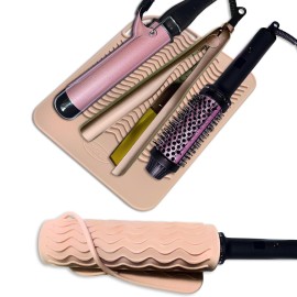 Sygile 11 X 7.5 Large Size Heat Resistant Silicone Travel Mat for Hair Styling Tools, Hair Straighteners, Curling Irons, Flat Irons, Hot Iron Holster for Vanity Salon Pad Cover - Blush Pink