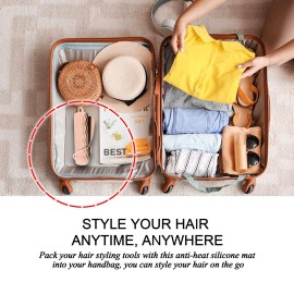 Sygile 11 X 7.5 Large Size Heat Resistant Silicone Travel Mat for Hair Styling Tools, Hair Straighteners, Curling Irons, Flat Irons, Hot Iron Holster for Vanity Salon Pad Cover - Blush Pink