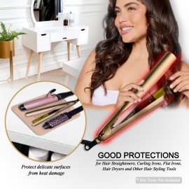 Sygile 11 X 7.5 Large Size Heat Resistant Silicone Travel Mat for Hair Styling Tools, Hair Straighteners, Curling Irons, Flat Irons, Hot Iron Holster for Vanity Salon Pad Cover - Blush Pink