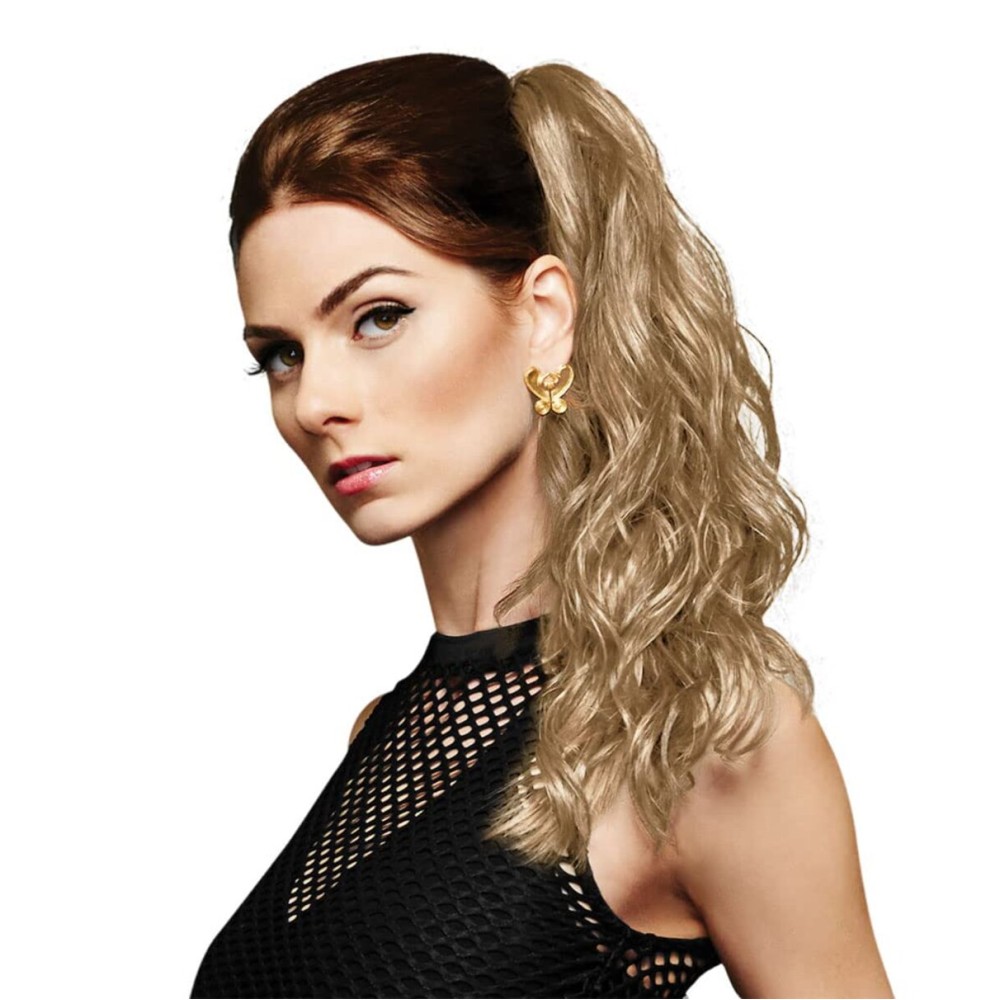 HairDo 18 Simply Curly Ponytail Color R14/88H GOLDEN WHEAT Hairpieces Claw Clip Pony Tru2Life Heat Friendly Beach Waves Synthetic
