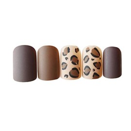 Press On Nails Matte Leopard Fake Nails with Glue Square False Nails Full Cover French Fake Fingernails Art Tips for Women Girls Stick On 24 Sheet