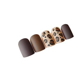 Press On Nails Matte Leopard Fake Nails with Glue Square False Nails Full Cover French Fake Fingernails Art Tips for Women Girls Stick On 24 Sheet