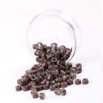 200Pcs Beads Silicone Aluminium Micro Nano Rings 5.0x3.0x3.0 mm Lined For I Tip/Nano Hair Extensions Tool Beads (Brown Color)
