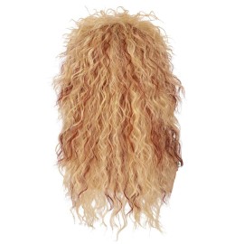 ColorGround Long Curly 80s Women Blonde with Reddish Brown Rocker Wig