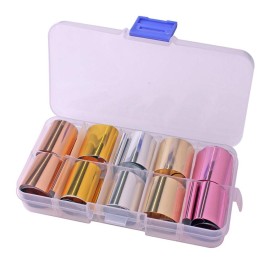 WOKOTO 10 Rolls Solid Color Nail Art Foil Stickers Starry Sky Full Wraps Adhesive Nail Transfer Decals Manicure Decoration (0.98inchs*39.4inchs) WOKOTO 10 Rolls Solid Color Nail Art Foil Stickers Starry Sky Full Wraps Adhesive Nail Transfer Decals Manicure Decoration (0.98inchs*39.4inchs)