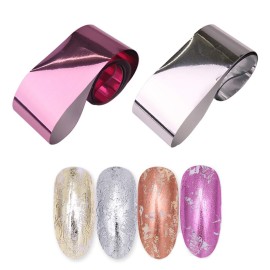 WOKOTO 10 Rolls Solid Color Nail Art Foil Stickers Starry Sky Full Wraps Adhesive Nail Transfer Decals Manicure Decoration (0.98inchs*39.4inchs)