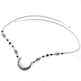 DoubleNine Crescent Moon Drop Pendant Tassels Head Chain Black Beads Bronze Headband Retro Natural Stone Crystal Hair Accessories Headpiece for Women Bride Wedding (Black Large Beads) DoubleNine Crescent Moon Drop Pendant Tassels Head Chain Black Beads Bronze Headband Retro Natural Stone Crystal Hair Accessories Headpiece for Women Bride Wedding (Black Large Beads)