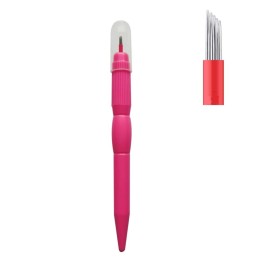 ZUSING Very Sharp Microblading Shading Pen Bevel 19 Pins With a Cap Disposable Microblading Pen 10 pcs/pack (Pink)