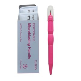 ZUSING Very Sharp Microblading Shading Pen Bevel 19 Pins With a Cap Disposable Microblading Pen 10 pcs/pack (Pink)