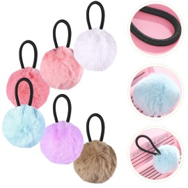 12Pcs Pom Ball Hair Ties, Fluffy Poms Ponytail Holders Velvet Elastic Hair Accessories for Women Girl