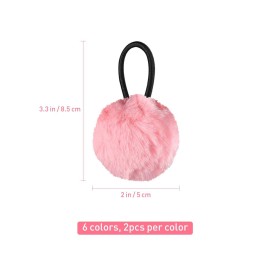 12Pcs Pom Ball Hair Ties, Fluffy Poms Ponytail Holders Velvet Elastic Hair Accessories for Women Girl