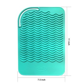 Sygile 11 X 7.5 Large Size Heat Resistant Silicone Travel Mat, Anti-Heat Pad for Hair Straighteners, Hair Rollers, Curling Irons, Flat Irons and Other Hair Styling Tools - Mint Green (Turquoise)