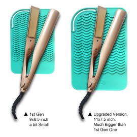 Sygile 11 X 7.5 Large Size Heat Resistant Silicone Travel Mat, Anti-Heat Pad for Hair Straighteners, Hair Rollers, Curling Irons, Flat Irons and Other Hair Styling Tools - Mint Green (Turquoise)