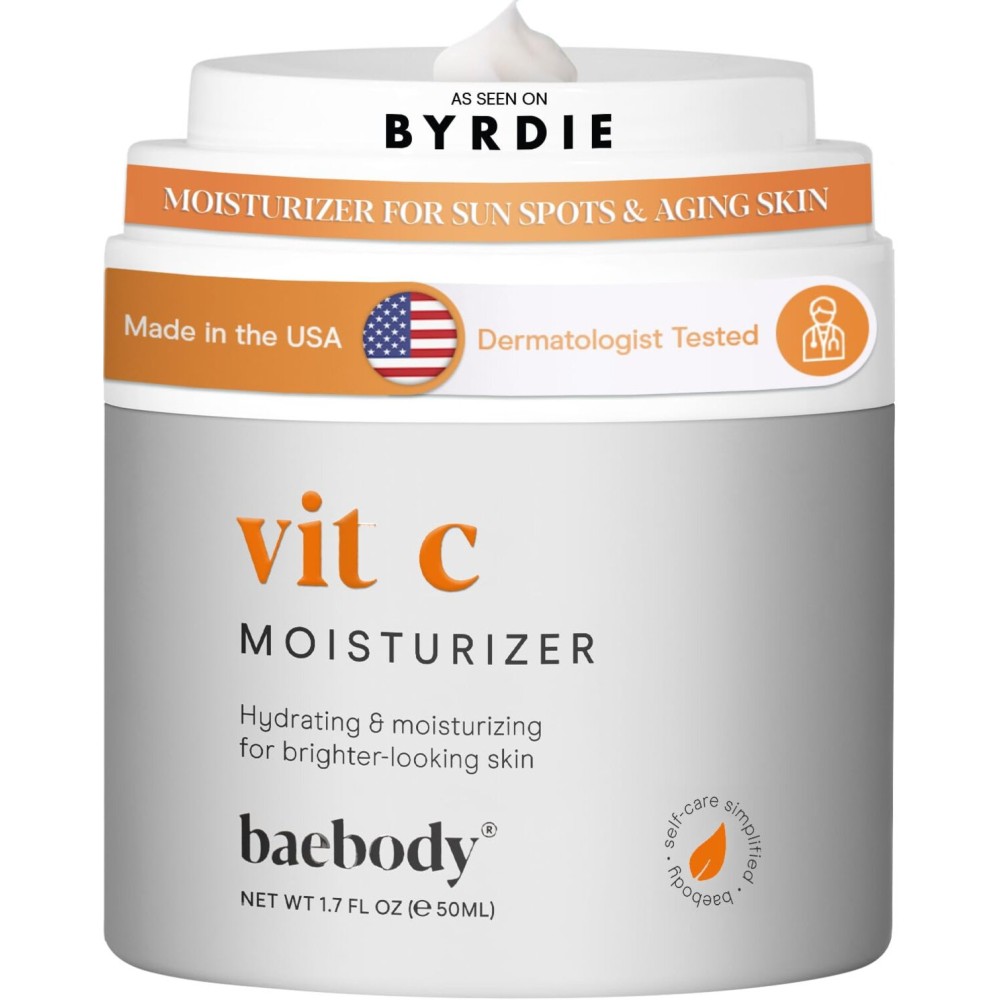 Baebody Made in USA Vitamin C Face Moisturizer - Brightening Vitamin C Cream Moisturizer with Jojoba Oil - Anti Aging and Hydrating (1.7 fl oz/50 ml)