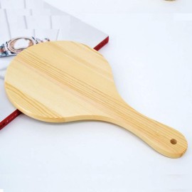 mollensiuer Wooden Handle Portable Round Cosmetic Mirror Handmade Hand Held Mirrors Beauty Vanity Mirrors with Hanging Hole for Home and Travel Makeup Use