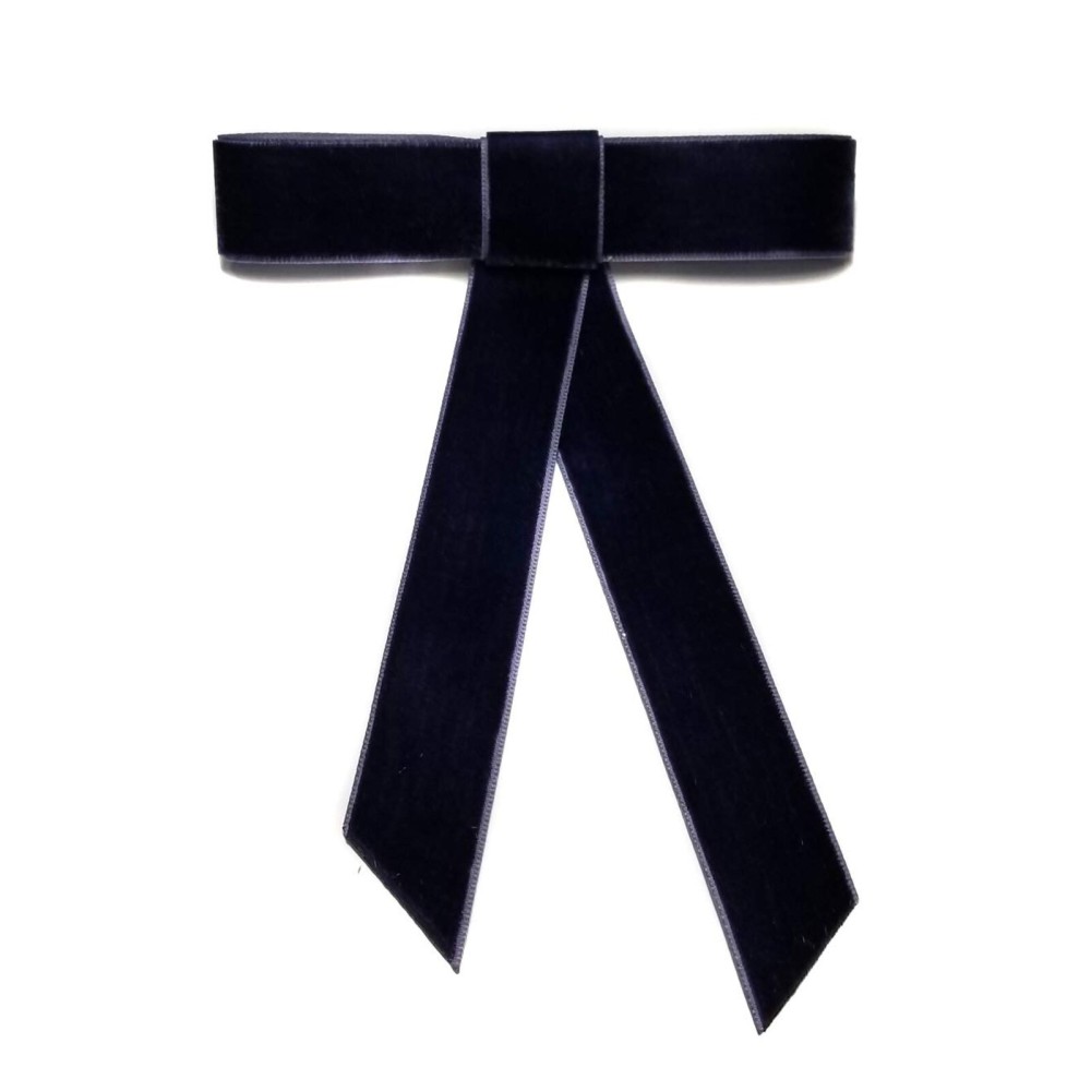 EmilyRose Couture Large Velvet Hair Bow Collection (Barrette, Navy Blue)