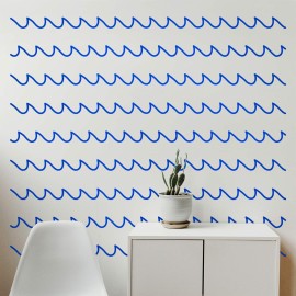 Set of 3 Vinyl Wall Art Decals - Waves - 2 x 45 Each - Modern Cool Ocean Theme Home Bedroom Living Room Apartment Nursery Playroom - Little Kids Toddler Teens Urban Decor (Blue)
