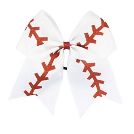 Girls Cheerleader Jumbo Bow Ponytail Holder Hairbow Girl Teen Hair Accessories JB81 (A-White Yellow)