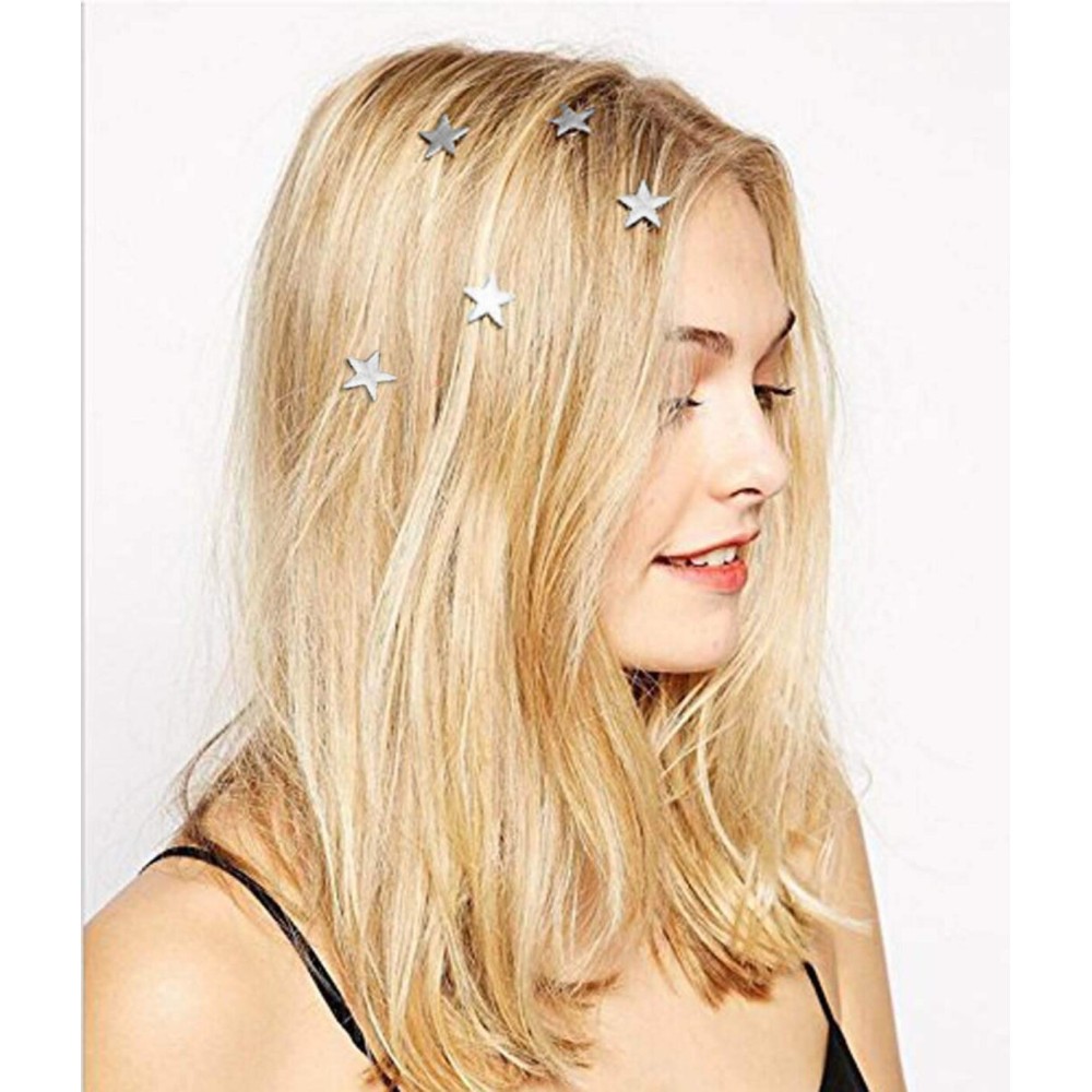 Yean Star Hair Clips Gold Hair Pins 5 Packs Make Up Headpieces for Women and Girls (Silver)