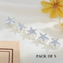 Yean Star Hair Clips Gold Hair Pins 5 Packs Make Up Headpieces for Women and Girls (Silver)