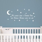 Vinyl Wall Art Decal - We Wished Upon A Shining Star And Twinkle Twinkle Here You Are - 11 x 25 - Cute Home Apartment Nursery Playroom Kids Boy Girl Bedroom - Moon And Stars Rhyme (11 x 25, White)