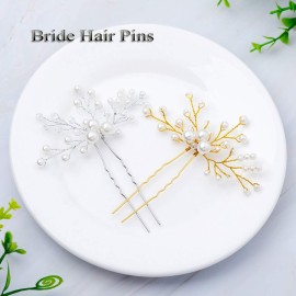 Artio Pearl Bride Wedding Hair Pins Silver Hair Piece Bridal Hair Accessories for Women 2PCS (Silver) Artio Pearl Bride Wedding Hair Pins Silver Hair Piece Bridal Hair Accessories for Women 2PCS (Silver)