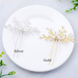 Artio Pearl Bride Wedding Hair Pins Silver Hair Piece Bridal Hair Accessories for Women 2PCS (Silver) Artio Pearl Bride Wedding Hair Pins Silver Hair Piece Bridal Hair Accessories for Women 2PCS (Silver)