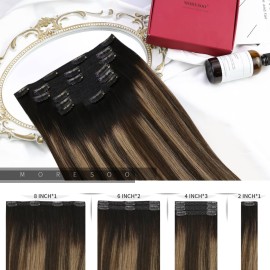 Moresoo Human Hair Clip in Extensions Balayage Black to Dark Brown with Dark Blonde Double Weft Human Hair Extensions Clip in Ombre Straight 18 Inch 7pcs 120g Moresoo Human Hair Clip in Extensions Balayage Black to Dark Brown with Dark Blonde Double Weft Human Hair Extensions Clip in Ombre Straight 18 Inch 7pcs 120g