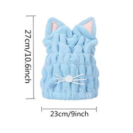 OrangeTag 2Pcs Ultra Absorbent Hair Quick Drying Towel Microfiber Hair Dry Wrap Turban Cute Kitty Ears Cap Bath Tool Hat for Women Girls OrangeTag 2Pcs Ultra Absorbent Hair Quick Drying Towel Microfiber Hair Dry Wrap Turban Cute Kitty Ears Cap Bath Tool Hat for Women Girls